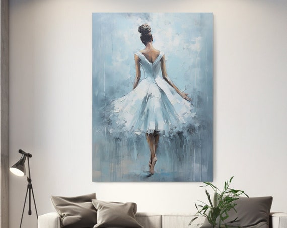 Abstract Ballerina Painting Aesthetic Blue Luxury Modern Design Print Home Decor Wall Art Gift Room Decor Wall Hanging
