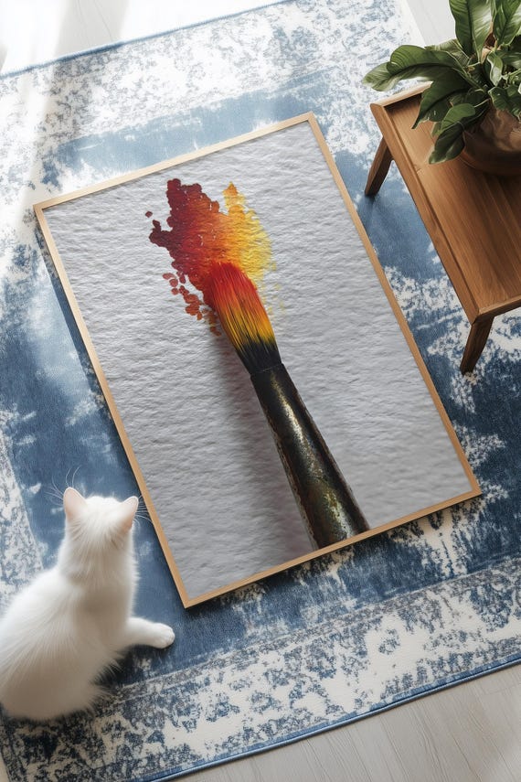 Energy Burst Gradient Wall Art Fiery Red To Yellow Abstract Print Modern