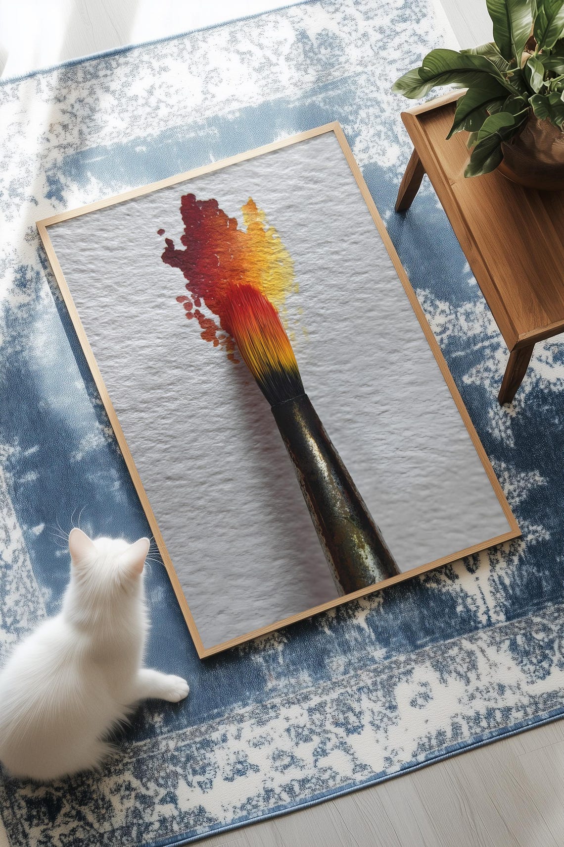 Energy Burst Gradient Wall Art Fiery Red To Yellow Abstract Print Modern