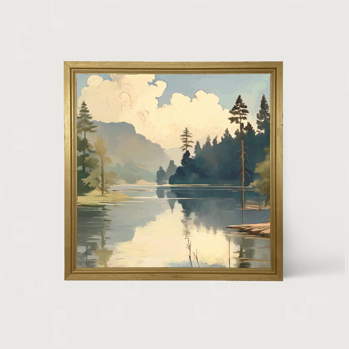 Mirror Lake Landscape Art Print, Nature View Decor