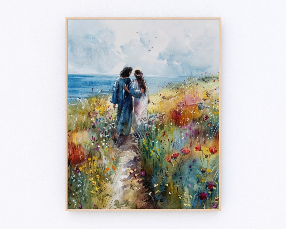Jesus Walking With A Woman Painting Arms Of Mercy Wall Art Christian Art Christian Prayer Wall Art Catholic Gifts P430