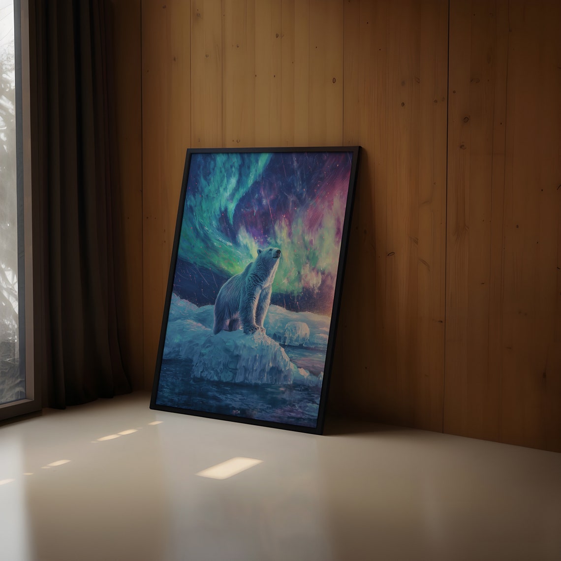 Aurora Borealis Wilderness Northern Lights Instant Art Poster Polar Bear Versatile Sizes Colorful Impasto Print 10 - Image 2