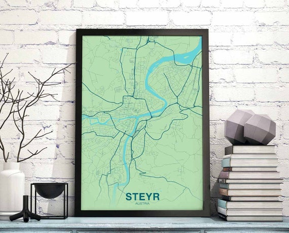 Steyr Austria Poster Color Hometown City Print Modern Home Decor Office Decoration Wall Art Dorm Bedroom Gift