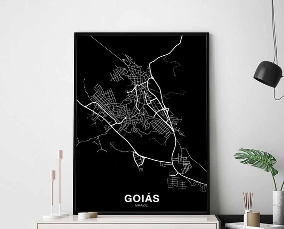 Goias Brazil Map Poster Black White Hometown City Print Modern Home Decor Office Decoration Wall Art Dorm Bedroom Gift