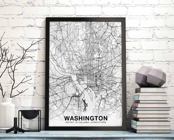 Washingtion Dc Usa Map Poster Hometown City Print Modern Home Decor Office Decoration Wall Art Dorm Bedroom Gift