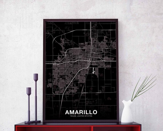Amarillo Texas Tx Us Map Poster Black White Hometown City Print Modern Home Decor Office Decoration Wall Art Dorm Bedroom Gift