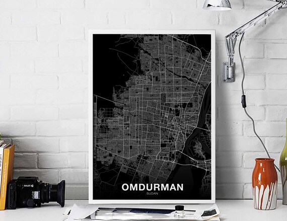 Omdurman Sudan Map Poster Black White Hometown City Print Modern Home Decor Office Decoration Wall Art Dorm Bedroom Gift