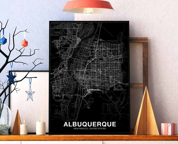 Albuquerque New Mexico Nm Us Map Poster Black White Hometown City Print Modern Home Decor Office Decoration Wall Art Dorm Bedroom Gift