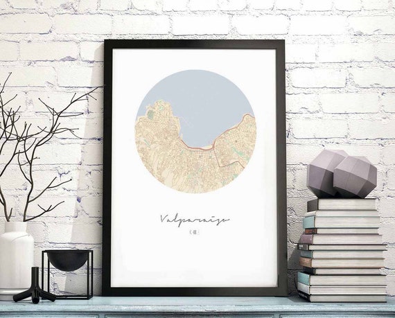 Valparaiso Chile Map Poster Wall Decor Design Modern Minimal Nordic Travel Bedroom Home Art Vintage Retro Dorm Nursery Housewarming