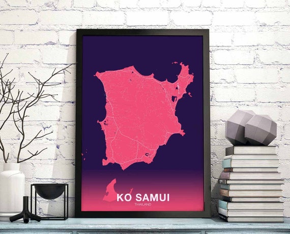 Ko Samui Thailand Poster Color Hometown City Print Modern Home Decor Office Decoration Wall Art Dorm Bedroom Gift