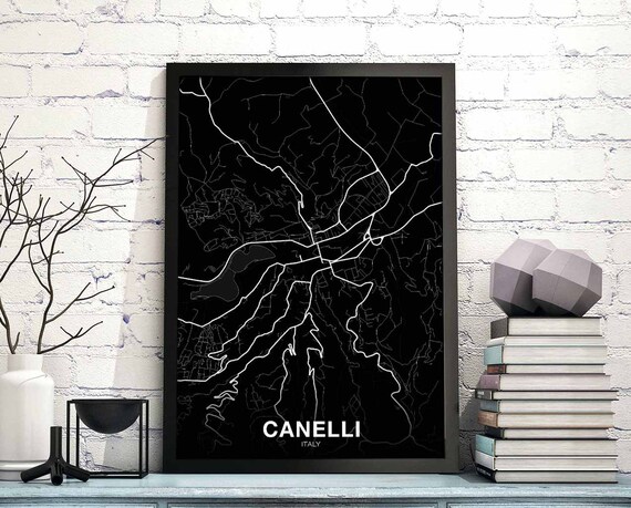 Canelli Italy Map Poster Black White Hometown City Print Modern Home Decor Office Decoration Wall Art Dorm Bedroom Gift