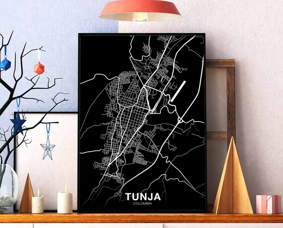 Tunja Colombia Map Poster Black White Hometown City Print Modern Home Decor Office Decoration Wall Art Dorm Bedroom Gift