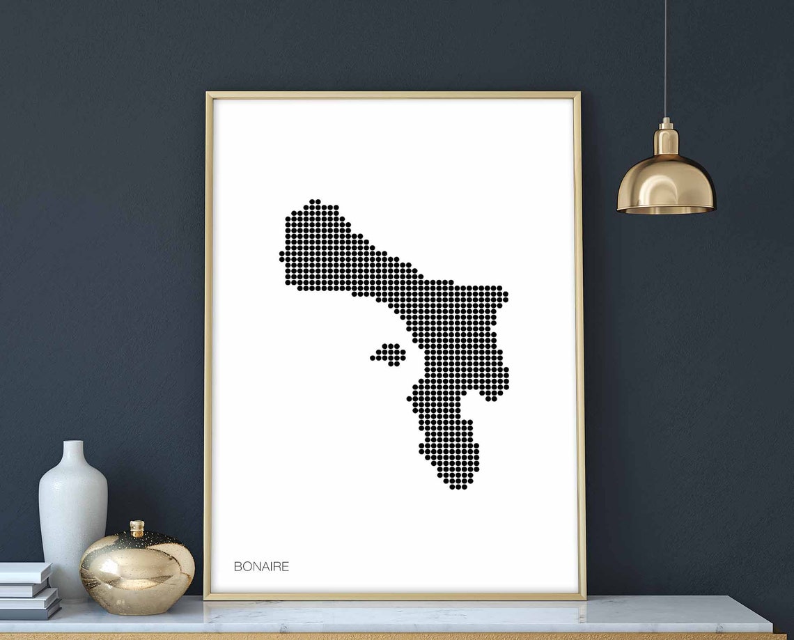 Bonaire Minimal Dots Retro Map Poster