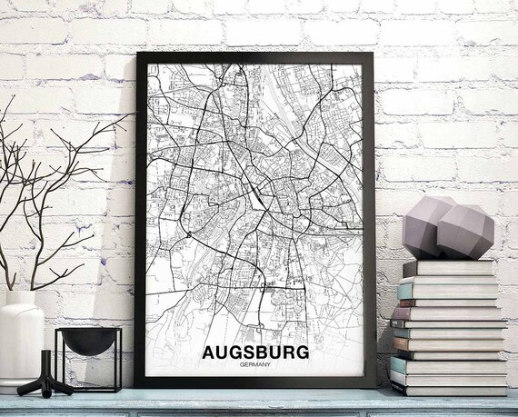 Augsburg Germany Map Poster Hometown City Print Modern Home Decor Office Decoration Wall Art Dorm Bedroom Gift