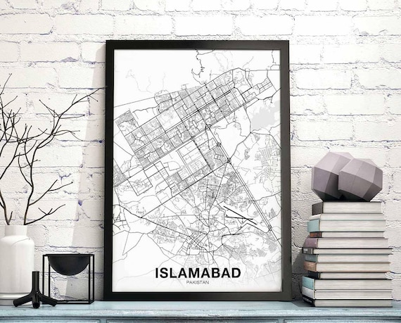 Islamabad Pakistan Map Poster Hometown City Print Modern Home Decor Office Decoration Wall Art Dorm Bedroom Gift