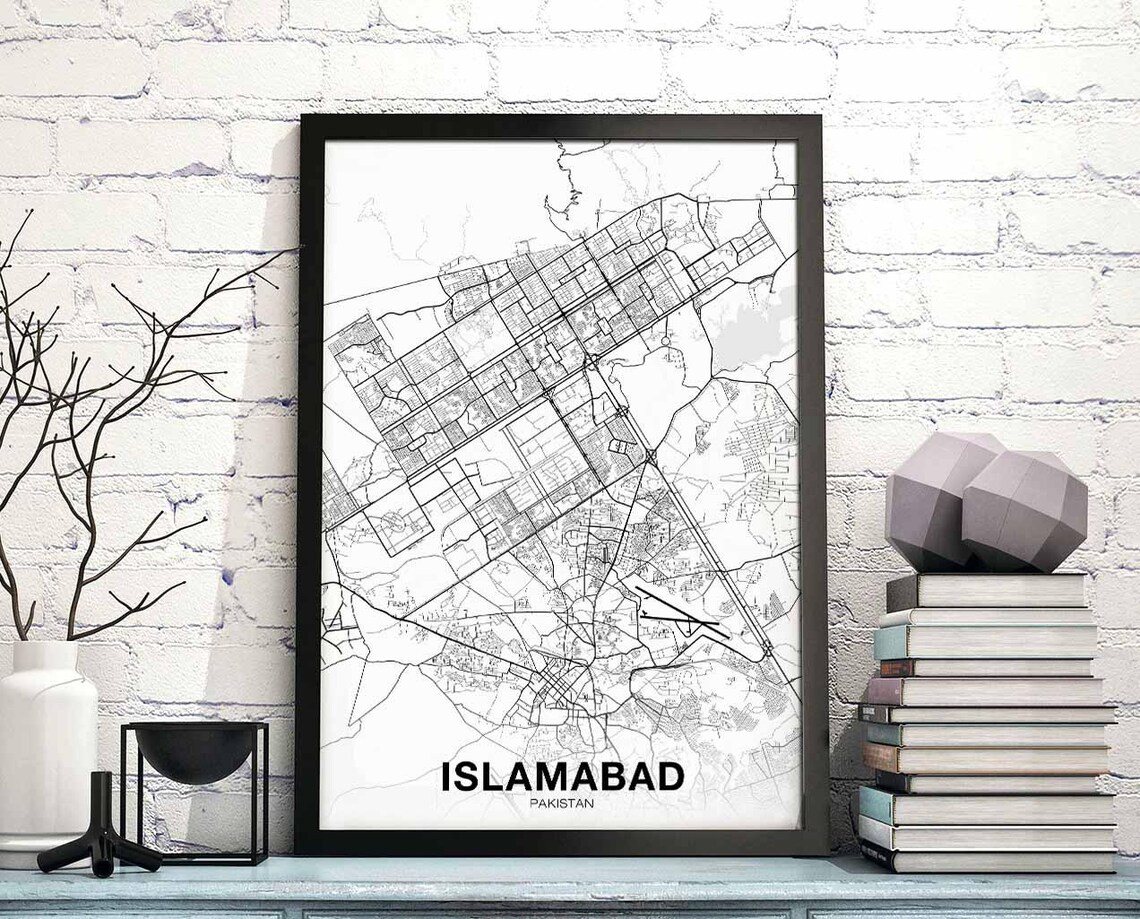 Islamabad Pakistan City Map White Minimalist Hometown Street Poster