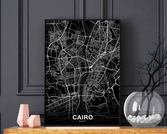 Cairo Egypt Map Poster, Modern Home Decor