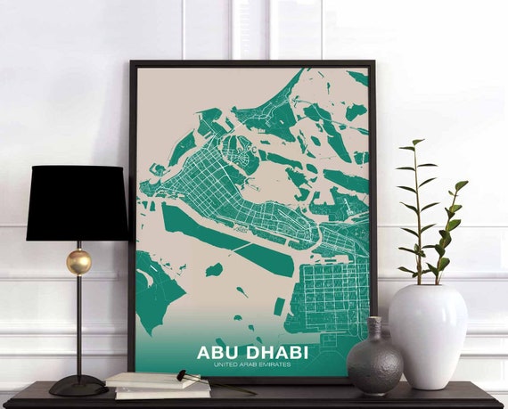 Abu Dhabi United Arab Emirates Map Poster, Modern Travel Print