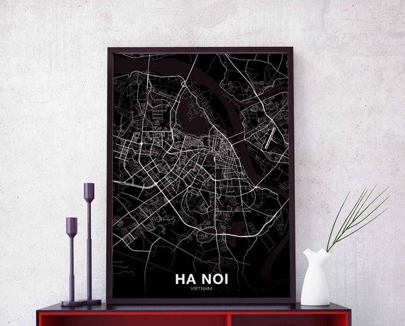 Ha Noi Hanoi Vietnam Map Poster Hometown City Print Modern Home Decor Office Decoration Wall Art Dorm Bedroom Gift