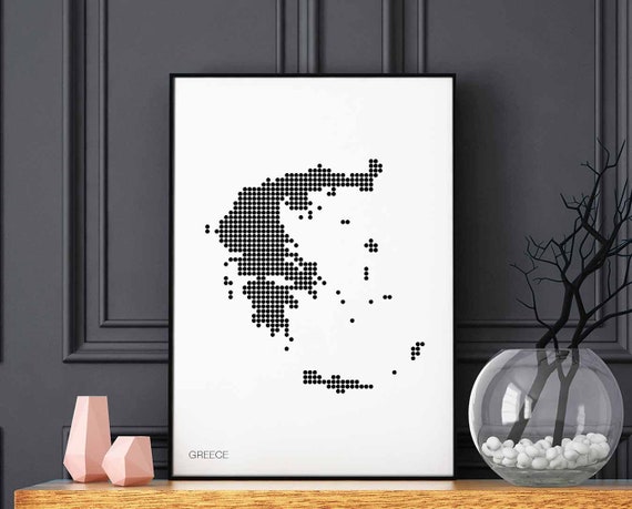Greece Minimal Dots Retro Map Poster