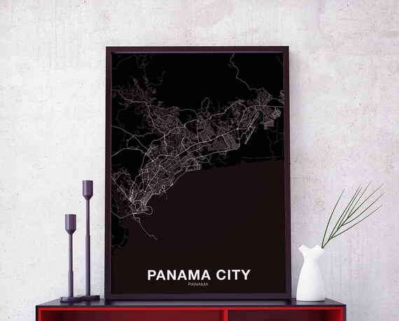 Panama City Map Poster Black White Hometown Print Modern Home Decor Office Decoration Wall Art Dorm Bedroom Gift