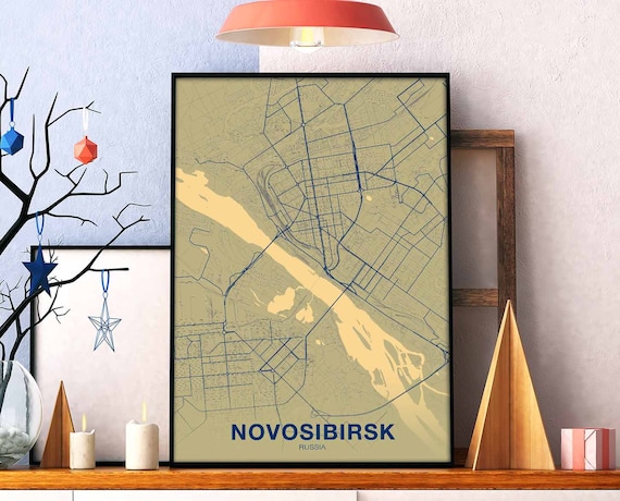 Novosibirsk Russia Map Poster Color Hometown City Print Modern Home Decor Office Decoration Wall Art Dorm Bedroom Gift