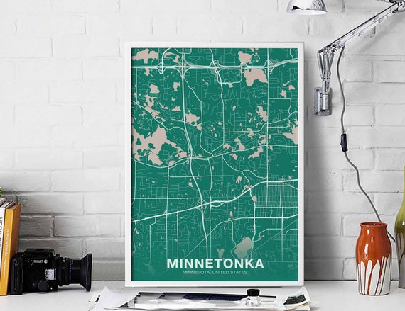 Minnetonka Minnesota Mn Usa Poster Color Hometown City Print Modern Home Decor Office Decoration Wall Art Dorm Bedroom Gift