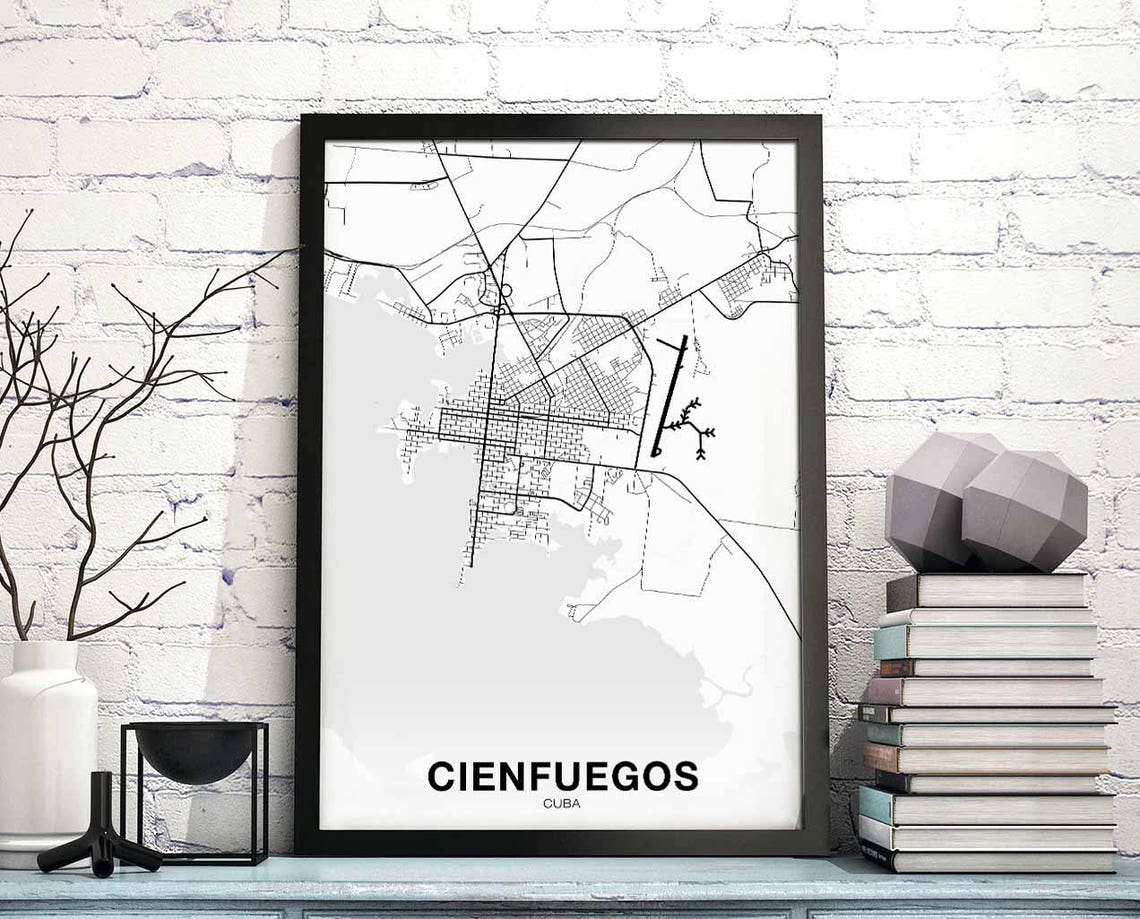 Cienfuegos Cuba Minimalist White City Map Stylish Decor Poster