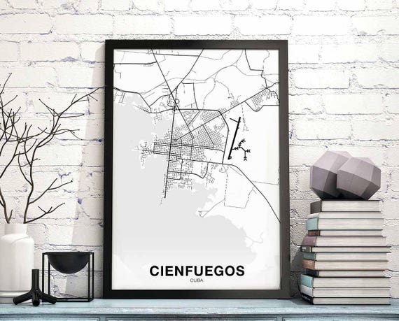 Cienfuegos Map Poster Hometown City Print Modern Home Decor Office Decoration Wall Art Dorm Bedroom Gift