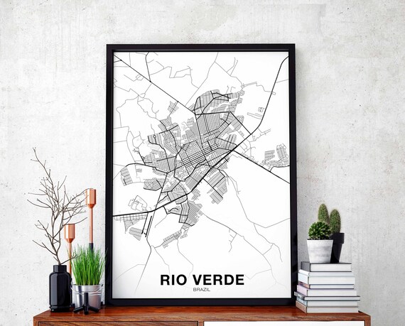 Rio Verde Brazil Map Poster Hometown City Print Modern Home Decor Office Decoration Wall Art Dorm Bedroom Gift