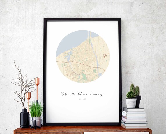 St. Catharines Canada Circle Map Minimalist City Hometown Poster