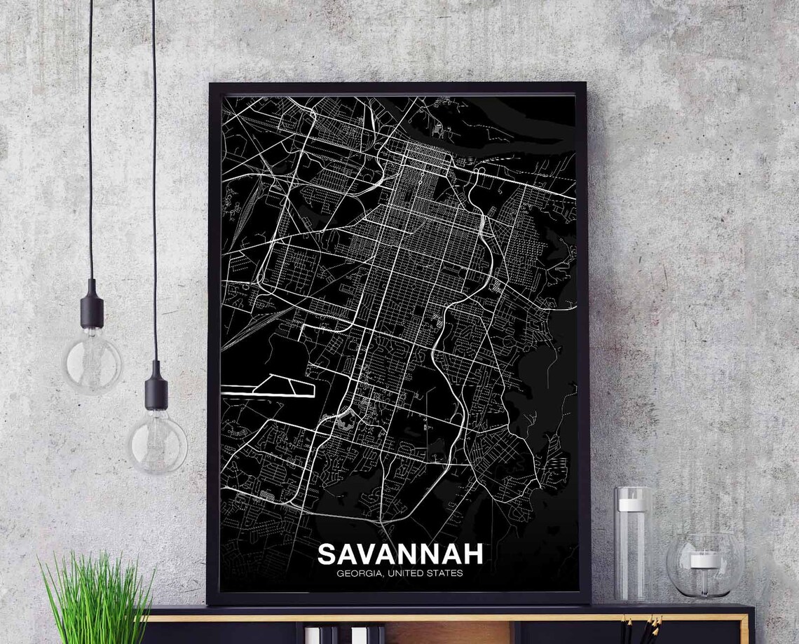 Savannah Georgia United States Minimalist Street Map Art Poster