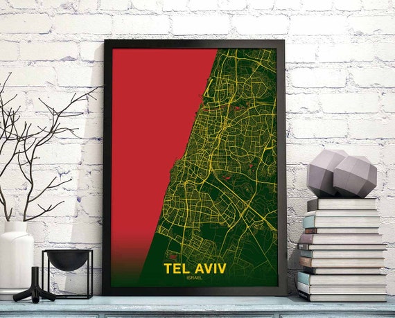 Tel Aviv Israel Poster Color Hometown City Print Modern Home Decor Office Decoration Wall Art Dorm Bedroom Gift