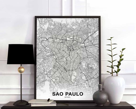 Sao Paulo Brazil Map Poster Hometown City Print Modern Home Decor Office Decoration Wall Art Dorm Bedroom Gift