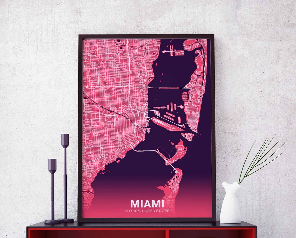 Miami Florida USA Poster, Modern City Art Print