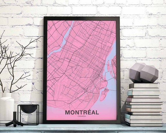 Montreal Canada Map Poster Color Hometown City Print Modern Home Decor Office Decoration Wall Art Dorm Bedroom Gift