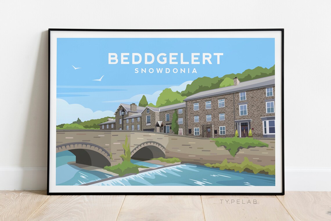 Beddgelert Travel Poster, Snowdonia Wall Decor