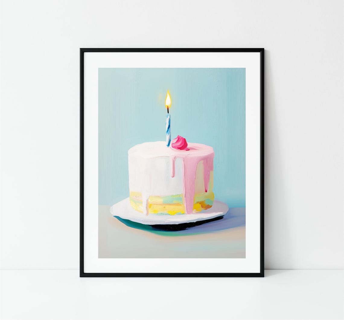 Colorful Cake Painting Pastel Cake Wall Decor Print Kitchen Decor Impressionist Food Print - Image 3