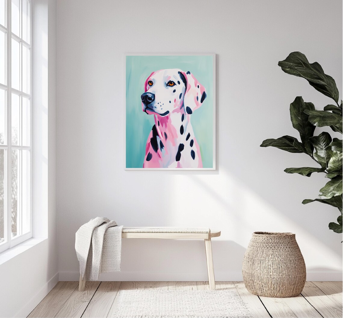 Dalmatian Dog Portrait Pink Pop Art Style Cute Puppy Wall Art Print - Image 5