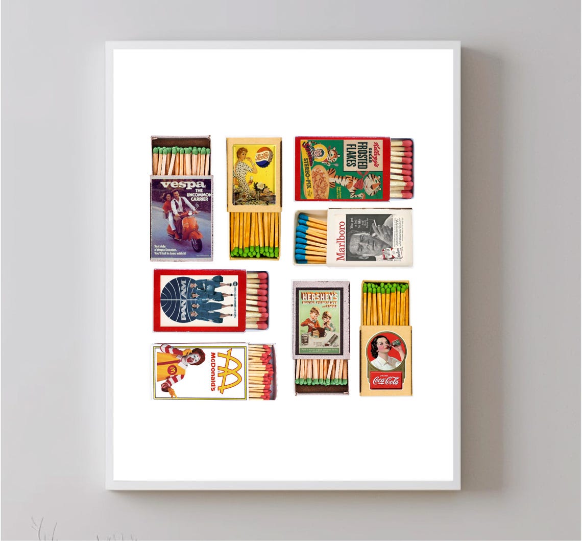 Vintage Ad Art Retro Aesthetic Poster Western Art Matchbox Decoration Vintage Retro Vertical Printing
