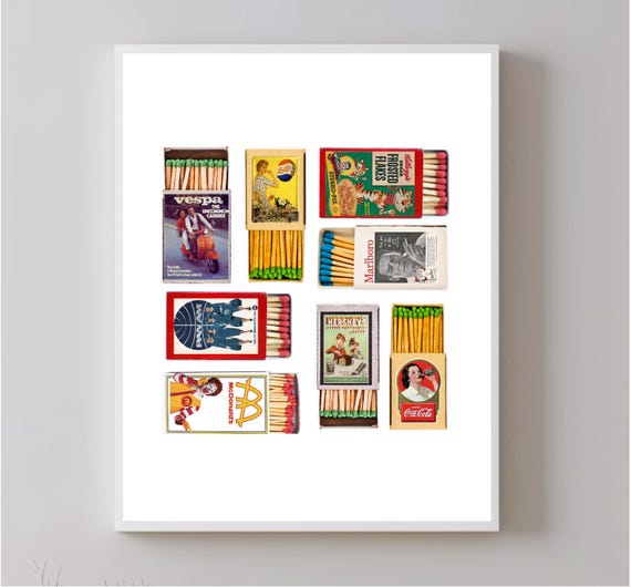 Vintage Ad Art Retro Aesthetic Poster Western Art Matchbox Decoration Vintage Retro Vertical Printing