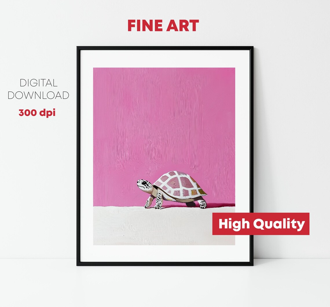 Pink Turtle Painting, Coastal Nursery Art Print - Image 2