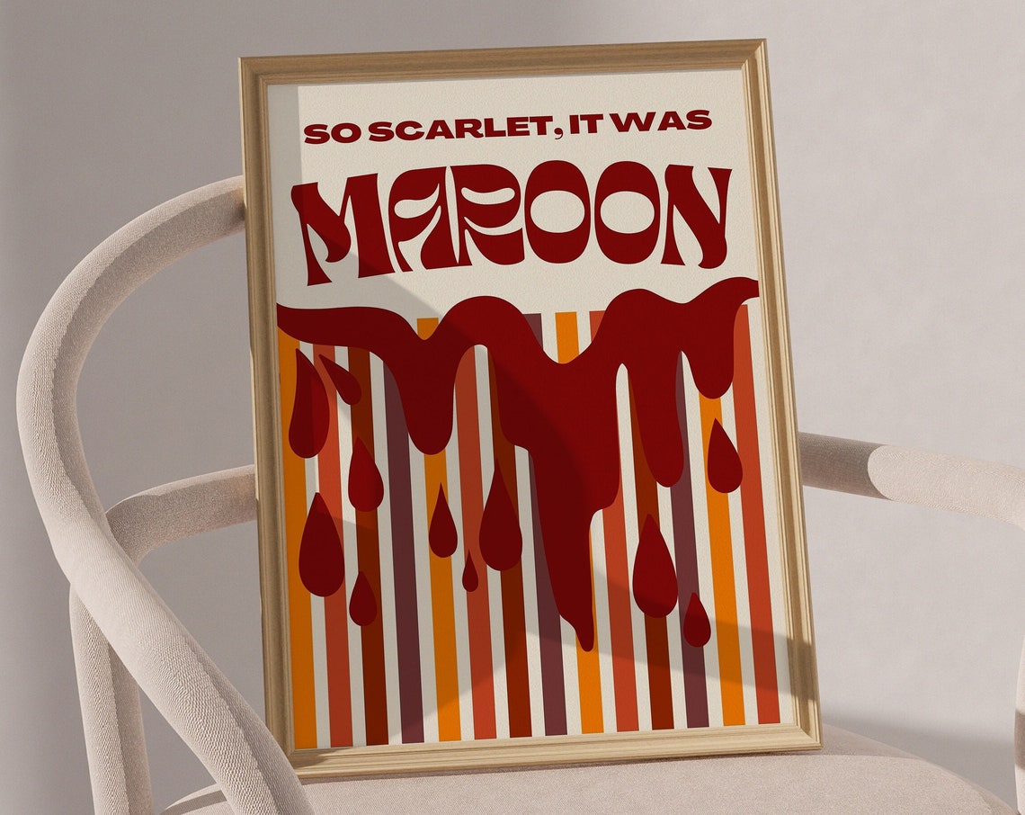 Taylor Swift Maroon Lyric Midnights Retro Typography Music Poster