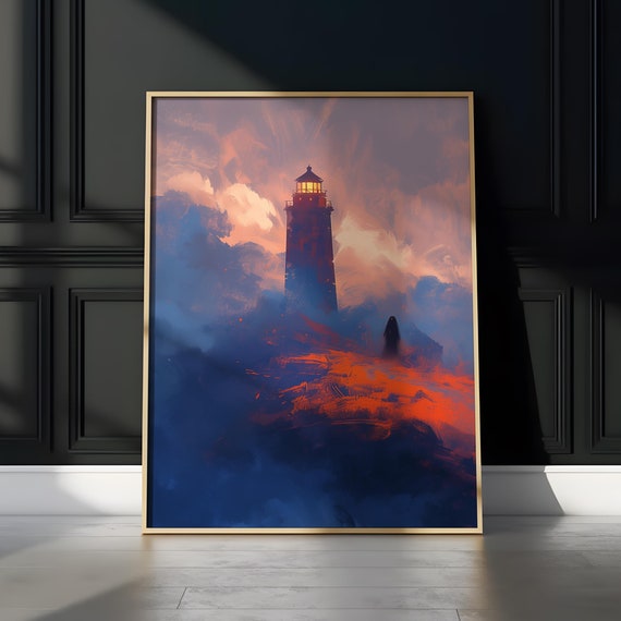 Vertical Lighthouse Poster Ocean Art Print Coastal Wall Decor Nautical Home Decoration Matte Vertical Art Print Vertical Wall Art