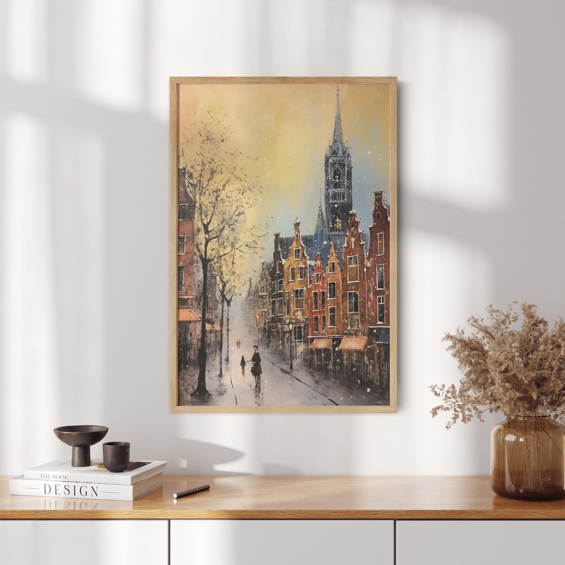 Amsterdam Canal Gabled Houses Church Tower Winter Sunset Poster - Image 2