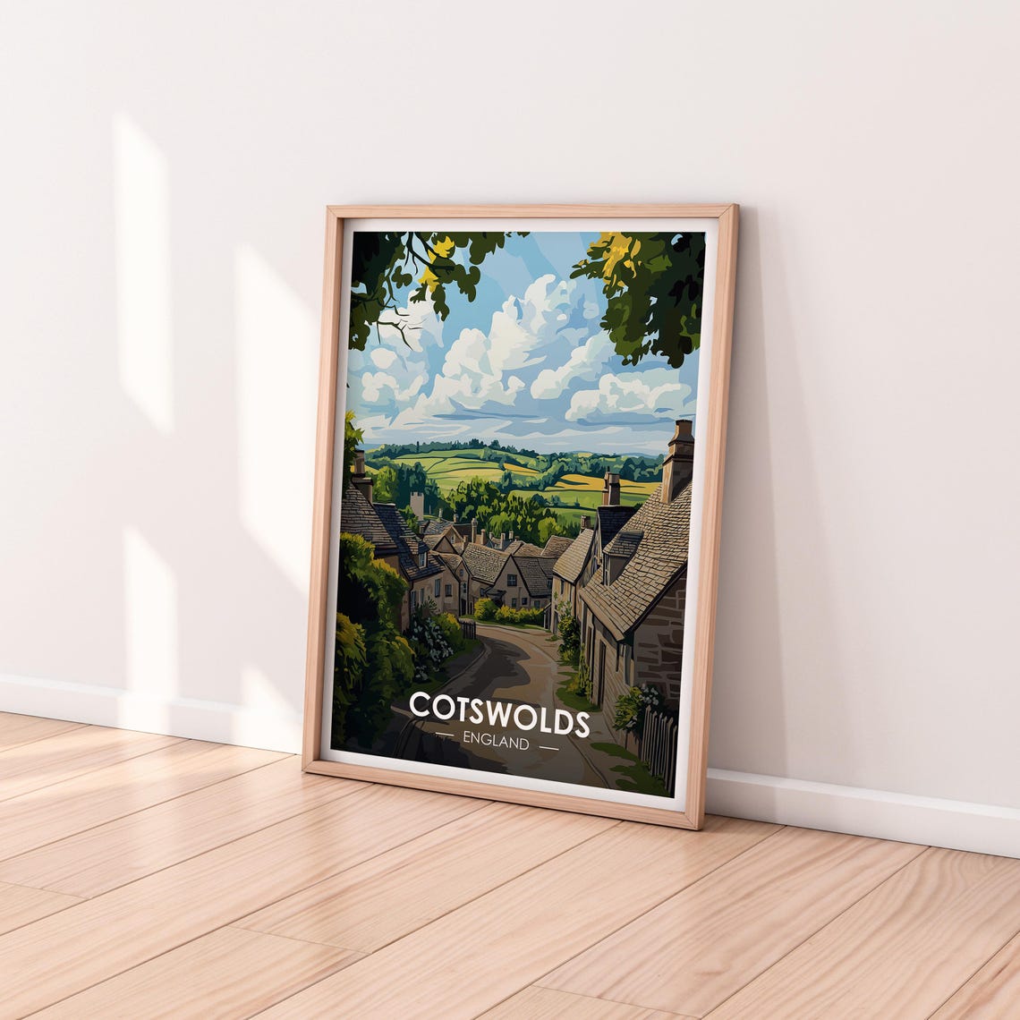Cotswolds England Stone Village Street Rolling Hills Travel Poster - Image 2