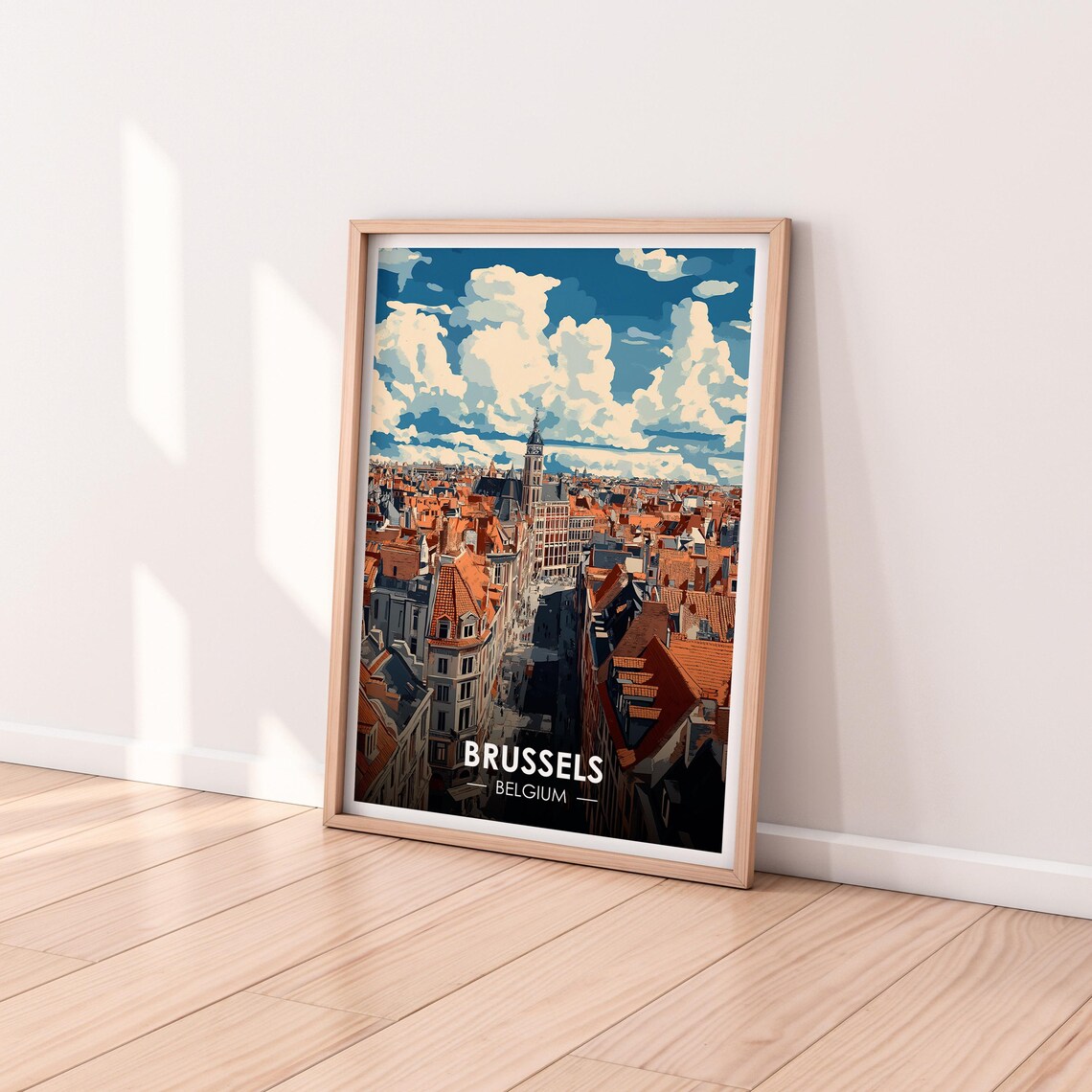 Brussels Belgium Rooftop Panorama City Tower Vintage Travel Poster - Image 2