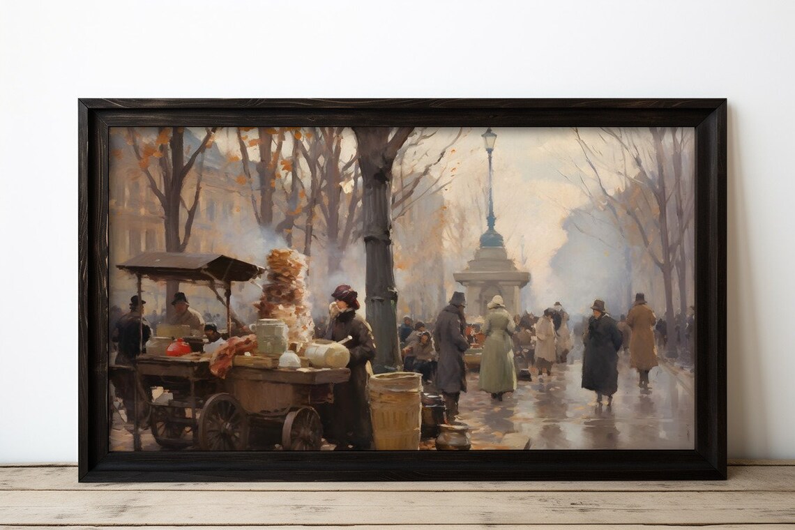 Autumn Market A Paris Boulevard Antique Print - Image 2