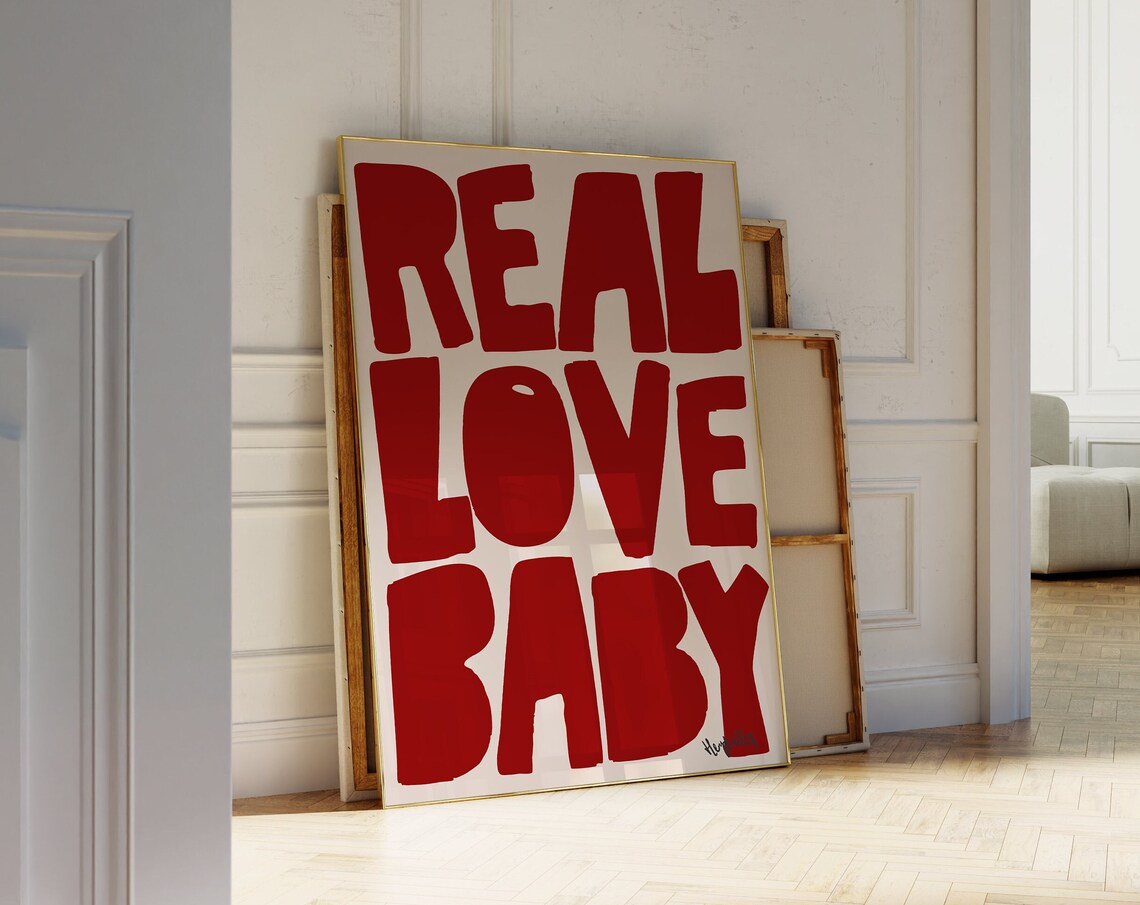 Real Love Baby Retro Typography Art Print