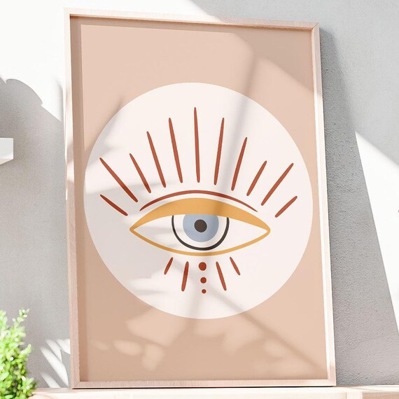Blue Eye Print Bohemian Decor Hippie Art Cute Modern Art Boho Print Home Decor Bohemian Wall Art Instant